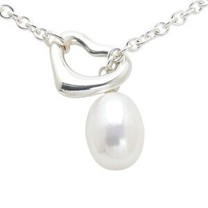 Tiffany Elsa Peretti Open Heart Lariat Pearl Necklace Sterling Silver Co